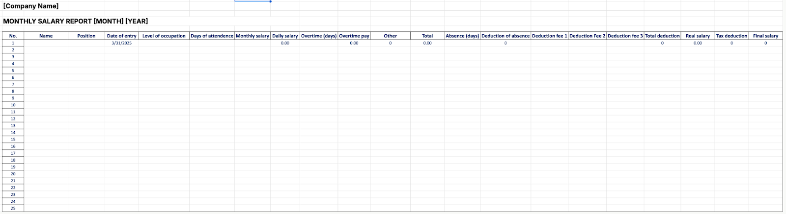 free download monthly salary report excel